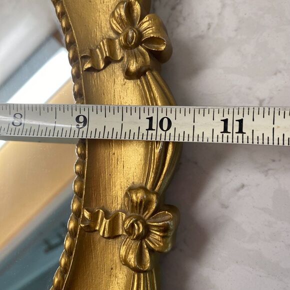 Vintage Syroco Gold Plastic Frame Carved Decorative Vanity Wall Mirror - 12.5 in - Picture 8 of 13